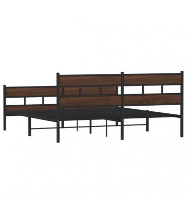 vidaXL Metal Bed Frame without Mattress Brown Oak 193x203 cm