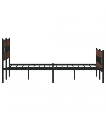 vidaXL Metal Bed Frame without Mattress Brown Oak 193x203 cm