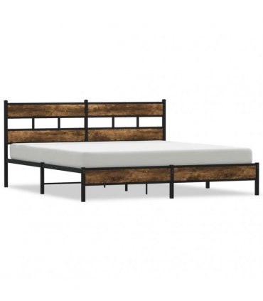 vidaXL Metal Bed Frame without Mattress Smoked Oak 193x203 cm
