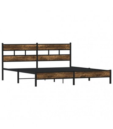 vidaXL Metal Bed Frame without Mattress Smoked Oak 193x203 cm