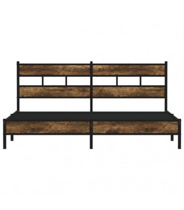 vidaXL Metal Bed Frame without Mattress Smoked Oak 193x203 cm