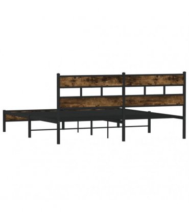 vidaXL Metal Bed Frame without Mattress Smoked Oak 193x203 cm
