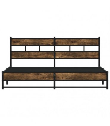 vidaXL Metal Bed Frame without Mattress Smoked Oak 193x203 cm