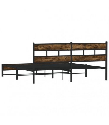 vidaXL Metal Bed Frame without Mattress Smoked Oak 193x203 cm