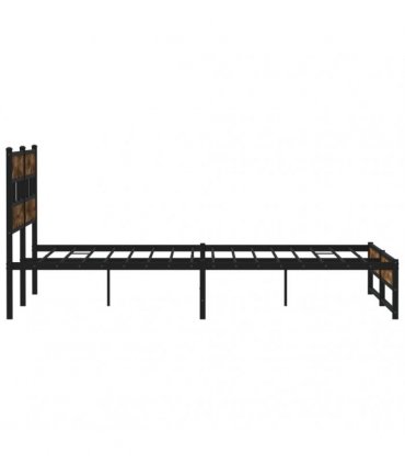 vidaXL Metal Bed Frame without Mattress Smoked Oak 193x203 cm
