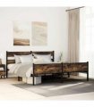 vidaXL Metal Bed Frame without Mattress Smoked Oak 183x213 cm