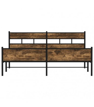 vidaXL Metal Bed Frame without Mattress Smoked Oak 193x203 cm