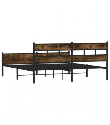 vidaXL Metal Bed Frame without Mattress Smoked Oak 193x203 cm