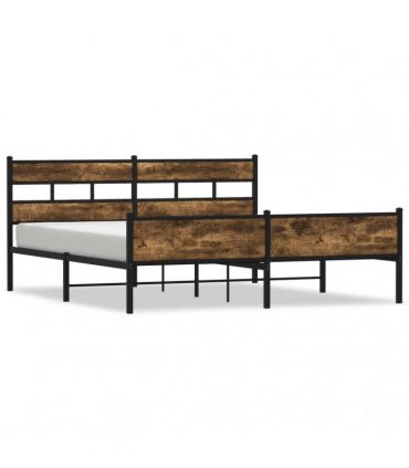 vidaXL Metal Bed Frame without Mattress Smoked Oak 200x200 cm