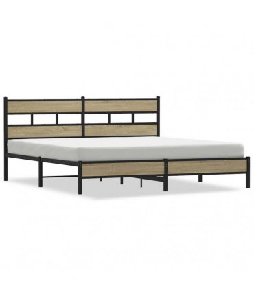 vidaXL Metal Bed Frame without Mattress Sonoma Oak 200x200 cm