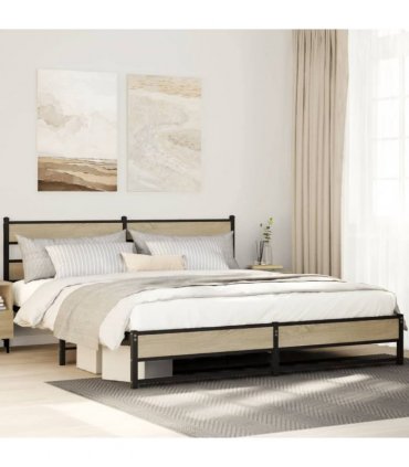 vidaXL Metal Bed Frame without Mattress Sonoma Oak 183x213 cm