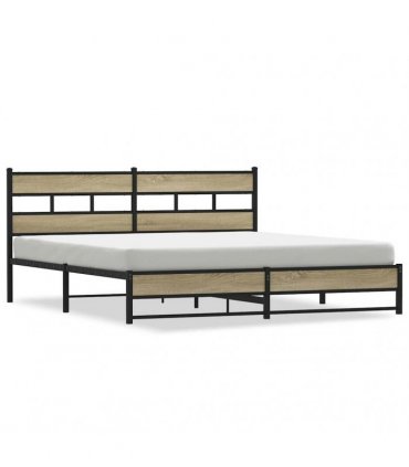 vidaXL Metal Bed Frame without Mattress Sonoma Oak 193x203 cm