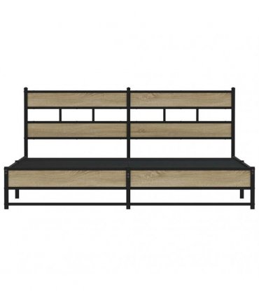 vidaXL Metal Bed Frame without Mattress Sonoma Oak 193x203 cm