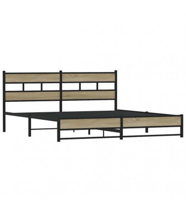 vidaXL Metal Bed Frame without Mattress Sonoma Oak 200x200 cm