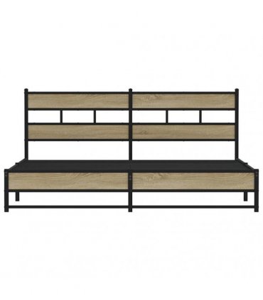 vidaXL Metal Bed Frame without Mattress Sonoma Oak 200x200 cm