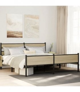 vidaXL Metal Bed Frame without Mattress Sonoma Oak 180x200 cm