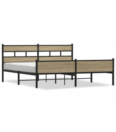 vidaXL Metal Bed Frame without Mattress Sonoma Oak 180x200 cm
