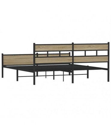 vidaXL Metal Bed Frame without Mattress Sonoma Oak 183x213 cm