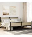 vidaXL Metal Bed Frame without Mattress Sonoma Oak 193x203 cm