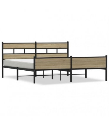 vidaXL Metal Bed Frame without Mattress Sonoma Oak 193x203 cm