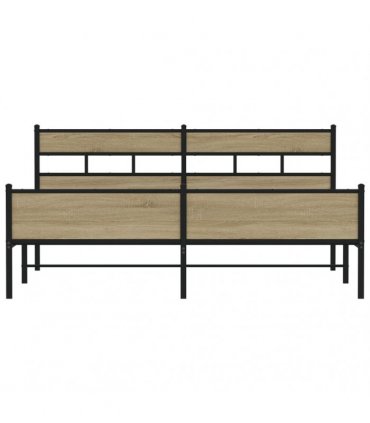 vidaXL Metal Bed Frame without Mattress Sonoma Oak 193x203 cm