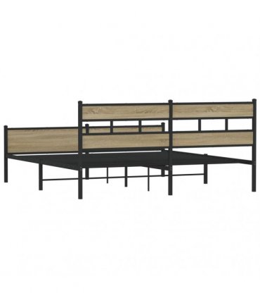vidaXL Metal Bed Frame without Mattress Sonoma Oak 193x203 cm