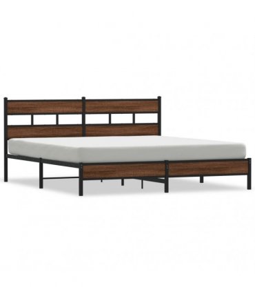vidaXL Metal Bed Frame without Mattress Brown Oak 180x200 cm