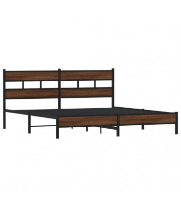 vidaXL Metal Bed Frame without Mattress Brown Oak 180x200 cm