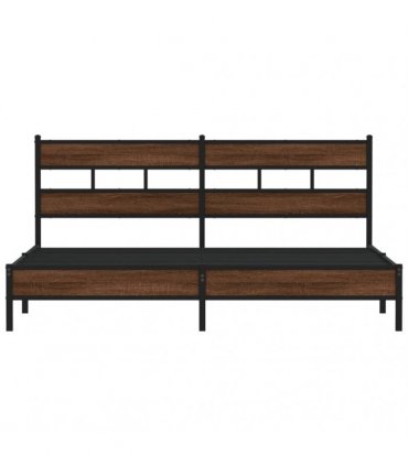vidaXL Metal Bed Frame without Mattress Brown Oak 180x200 cm