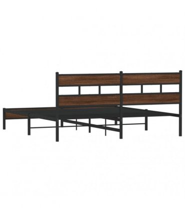 vidaXL Metal Bed Frame without Mattress Brown Oak 180x200 cm