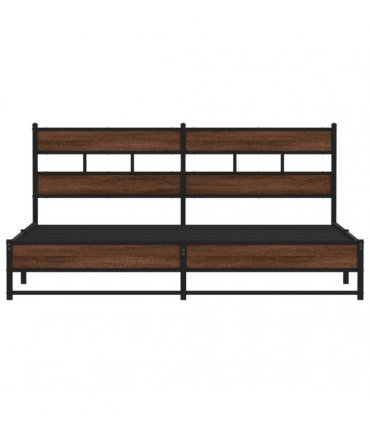 vidaXL Metal Bed Frame without Mattress Brown Oak 180x200 cm