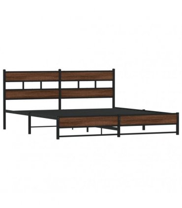 vidaXL Metal Bed Frame without Mattress Brown Oak 183x213 cm