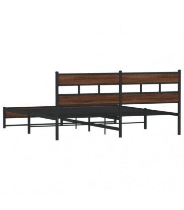 vidaXL Metal Bed Frame without Mattress Brown Oak 183x213 cm