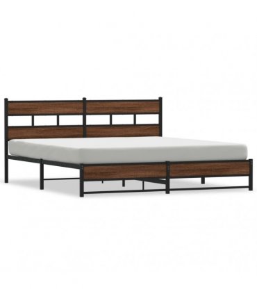 vidaXL Metal Bed Frame without Mattress Brown Oak 200x200 cm