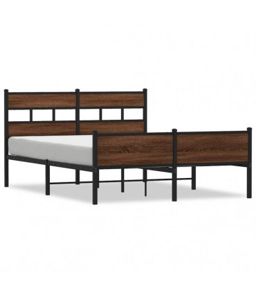 vidaXL Metal Bed Frame without Mattress Brown Oak 160x200 cm