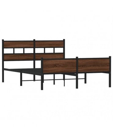 vidaXL Metal Bed Frame without Mattress Brown Oak 160x200 cm