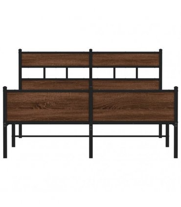 vidaXL Metal Bed Frame without Mattress Brown Oak 160x200 cm