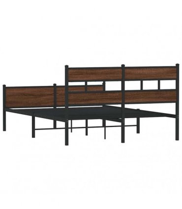 vidaXL Metal Bed Frame without Mattress Brown Oak 160x200 cm
