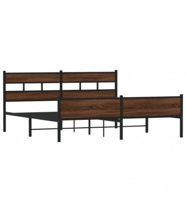 vidaXL Metal Bed Frame without Mattress Brown Oak 180x200 cm
