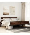 vidaXL Metal Bed Frame without Mattress Brown Oak 193x203 cm
