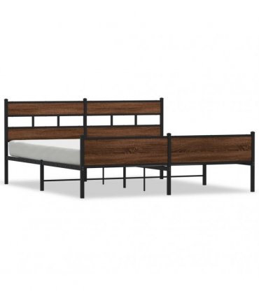 vidaXL Metal Bed Frame without Mattress Brown Oak 193x203 cm