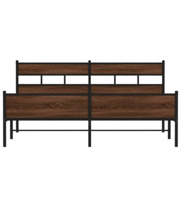 vidaXL Metal Bed Frame without Mattress Brown Oak 193x203 cm