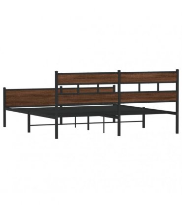 vidaXL Metal Bed Frame without Mattress Brown Oak 193x203 cm