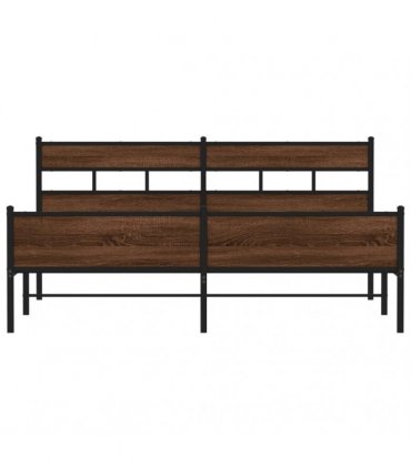 vidaXL Metal Bed Frame without Mattress Brown Oak 200x200 cm