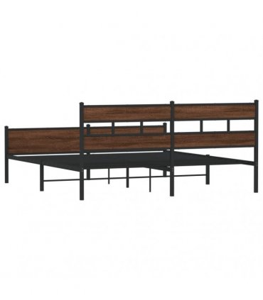 vidaXL Metal Bed Frame without Mattress Brown Oak 200x200 cm