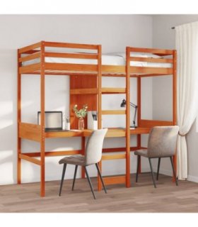 vidaXL Loft Bed Frame without Mattress Wax Brown 80x200cm