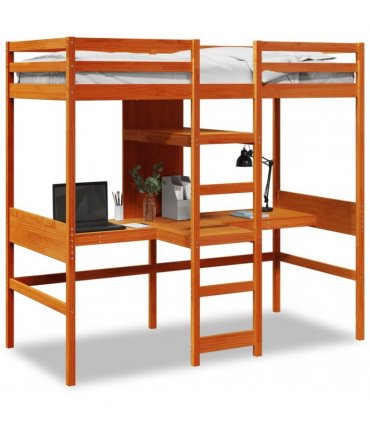 vidaXL Loft Bed Frame without Mattress Wax Brown 80x200cm