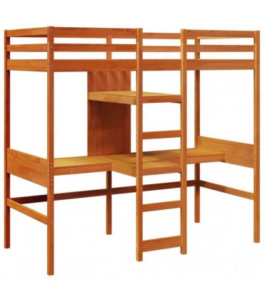 vidaXL Loft Bed Frame without Mattress Wax Brown 80x200cm