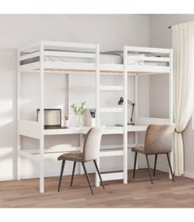 vidaXL Loft Bed Frame without Mattress White 75x190cm Solid Wood Pine