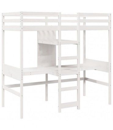 vidaXL Loft Bed Frame without Mattress White 75x190cm Solid Wood Pine